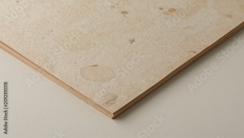 Brown Stained Plywood Sheet with Watermarks on Light Surface