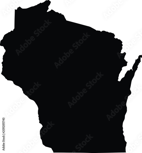 Wisconsin state map silhouette black outline
