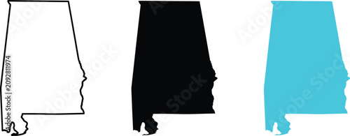 Alabama state map outline black