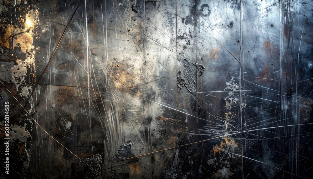 Fototapeta premium Grungy dark metallic wall texture with rust and rivets