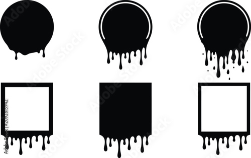 Black paint dripping shapes and frames
