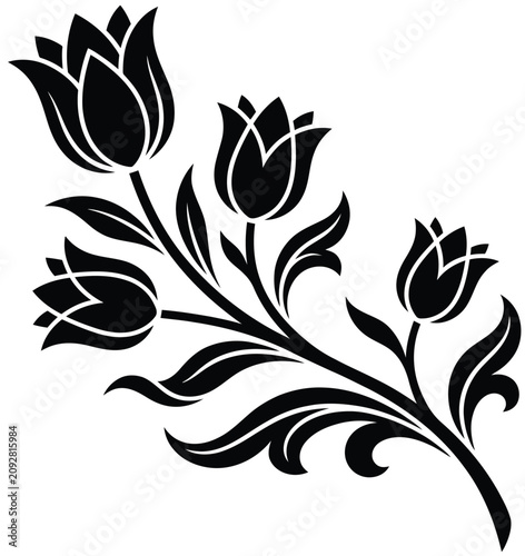 Black silhouette tulip flower design