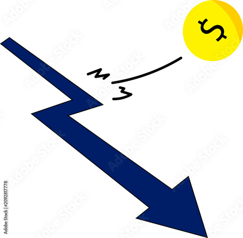 Financial Decline Arrow Icon Vector