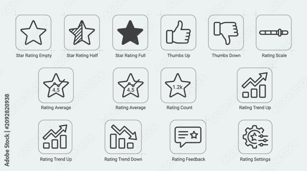 Fototapeta premium Set of hand drawn rating and feedback icons for web and mobile interface.