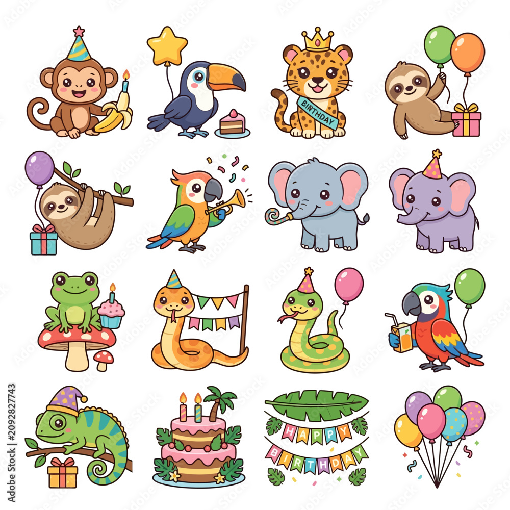 Fototapeta premium Party Animals Jungle Celebration.
