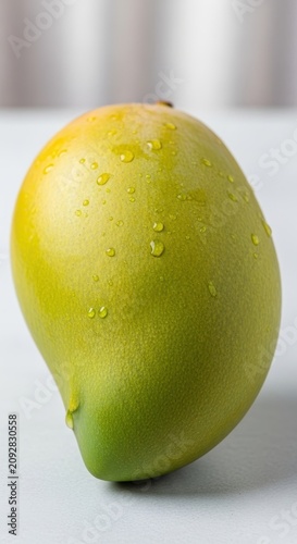 Fresh Green Mango Fruit Isolated on White Background.