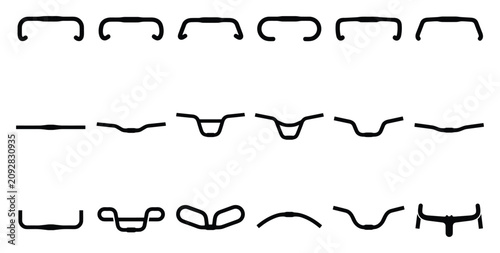 Tableau sur toile Bicycle handlebar silhouette vector icon set featuring road bike, mountain bike