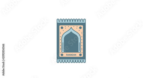 Illustrated prayer mat design in flat style with ramadan text element