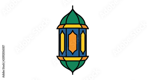 Colorful lantern illustration isolated on white background for design elements
