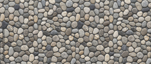 Canvas Print Pebble stone texture featuring smooth rounded natural river rocks in a seamless