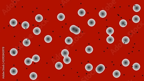 Schilderij op canvas Abstract Red Background with White Cell or Bacteria Shapes Medical Science Conce