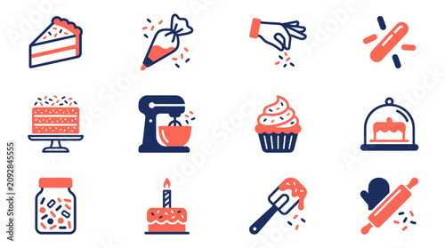 Photos Baking icons and kitchen tools.
