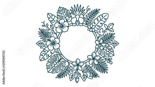 Obraz na plátně Floral Wreath Made of Leaves and Flowers.