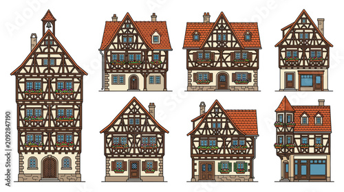 Photos Traditional Half-Timbered Houses Collection, European Architecture, Historic Bui