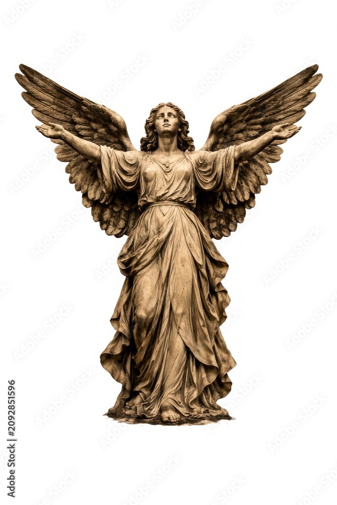 Obraz premium Statue of an angel with outstretched wings in a flowing robe.