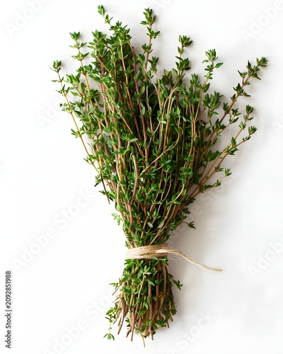 thyme herb bundle fresh ingredient isolated on white background