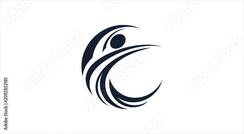 Foto Abstract Human Figure Silhouette in Dynamic Motion.