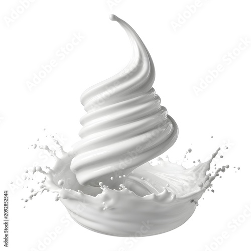 yogurt splash spiral motion isolated on white background jpg