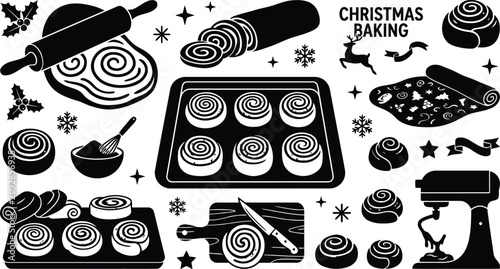 Fotografía Christmas baking swirl pastries illustration