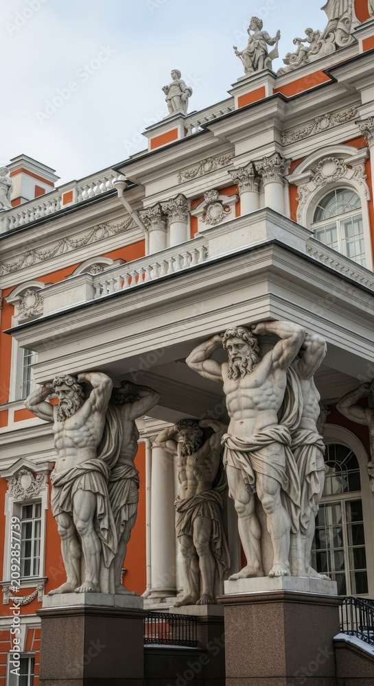 Fototapeta premium Ornate Baroque Building with Classical Sculptures and Columns.