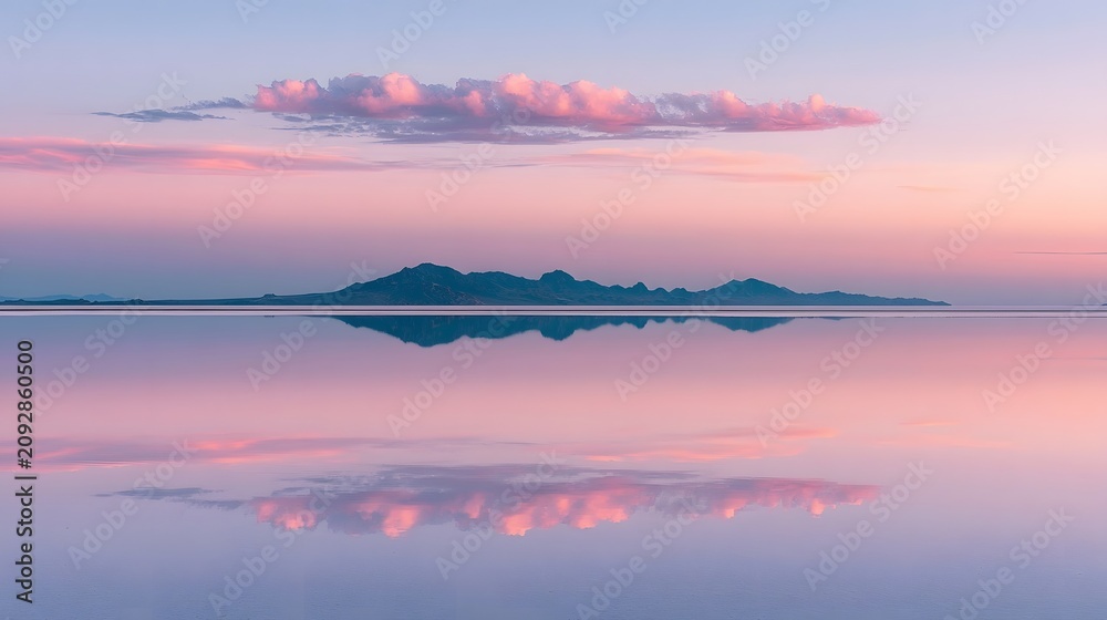 Fototapeta premium Vast Salt Flats Mirror Reflection at Pastel Twilight