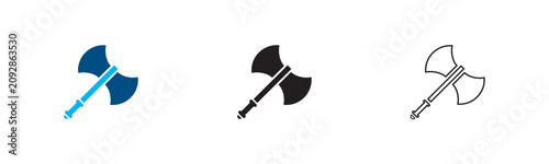 Bild auf Leinwand Battle axe icon set
