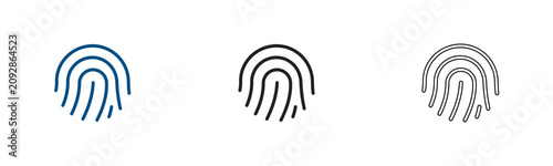 Fingerprint icon set. Biometric security scan. digital identity protection concepts. cyber privacy verification icons. access touch id indicators.