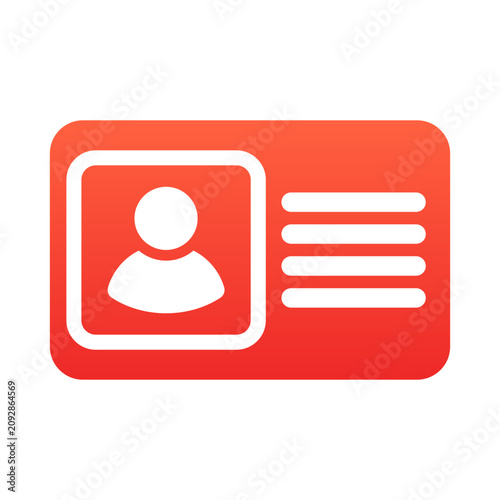 Red id card icon with user profile graphic