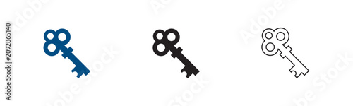 Vintage key icon set. Antique key. security and access concepts. solution and privacy icons. unlock success indicators.