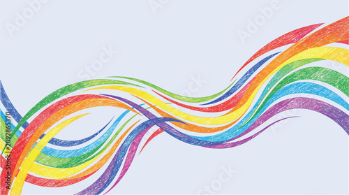 Abstract rainbow wave lines vector illustration for vibrant colorful design element with horizontal artistic stripes background.