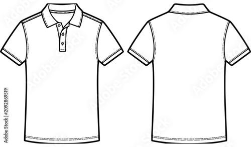 Tableau sur toile Black and White Polo Shirt Mockup Front and Back Vector