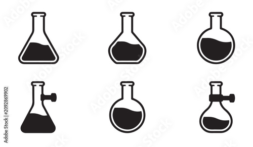 Bild auf Leinwand Chemistry flask icons featuring different glass containers for scientific lab experiments