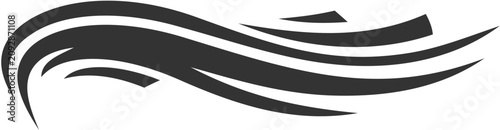 Abstract dynamic black swoosh vector illustration, elegant flowing wave design element for branding