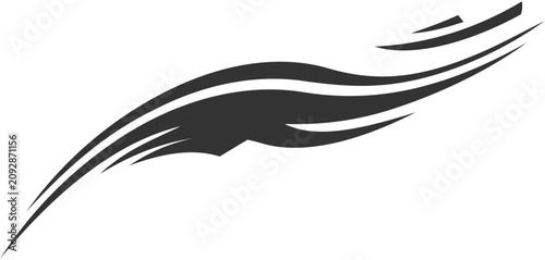 Dynamic Black Swoosh Design Element for Sports Automotive Decal and Abstract Motion Graphic Vector