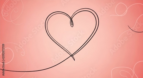 Elegant Hand Drawn Heart Shape on Soft Pink Background.