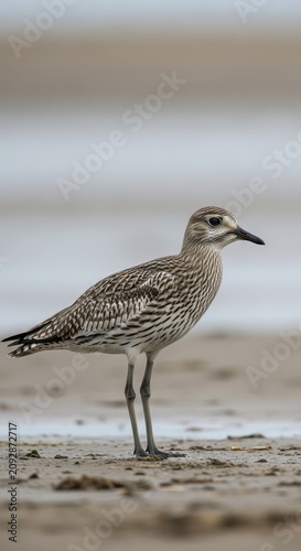 Elegant Piping Plover Standing on Sandy Beach.