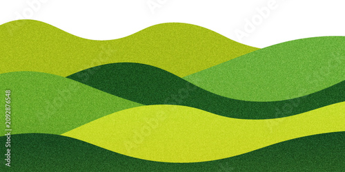 Abstract Green Rice Farm Fields Background. Vector Mountains Landscape with Tea Plantation. Hill Agriculture Pattern Collage. Rural Organic Farmland Illustration.