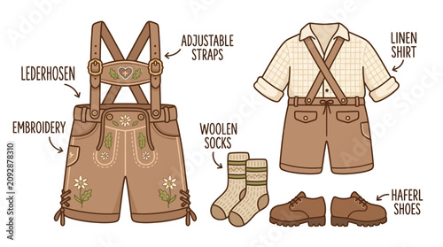 Foto Traditional Bavarian Leather Breeches with Handcrafted Embroidery and Suspenders