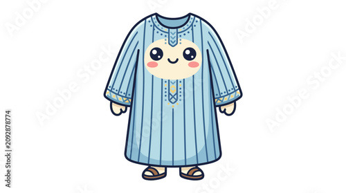 Man wearing a traditional North African style long cotton robe garment