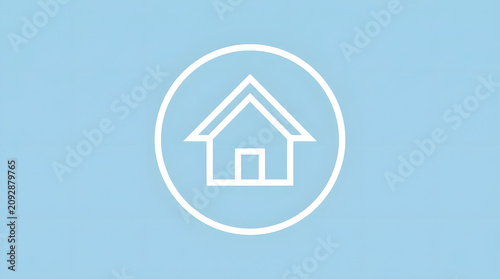 Foto Simple white house icon encased within a thin circular frame