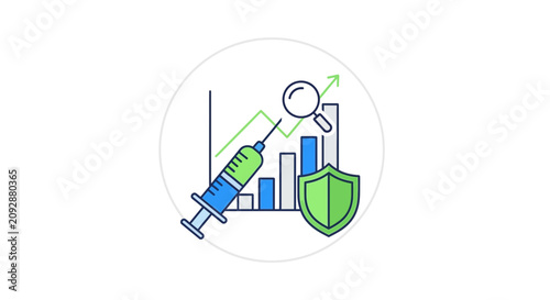 Health Statistics, Vaccine Research, Medical Data Analysis, Security Icon