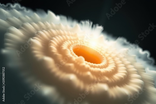 Light-filled spiral design, reminiscent of galaxy or cellular structure