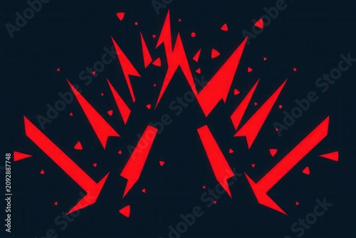 Graphic design element featuring stylized red lightning on navy