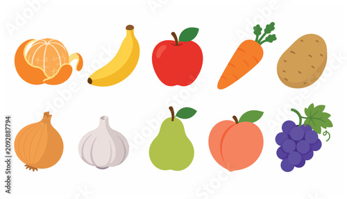 Canvastavla Fresh Fruit and Vegetable Illustration.