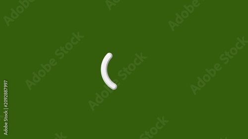 White horseshoe shape animation loading icon on a solid green background progress