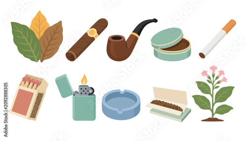 Quadro su tela Smoking related objects and plant.