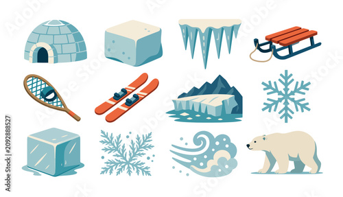 Canvas Print Winter Sports and Ice Symbols.
