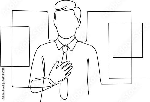 Tableau sur toile Minimalist pledge continuous line drawing, elegant sincerity gesture art flat ve
