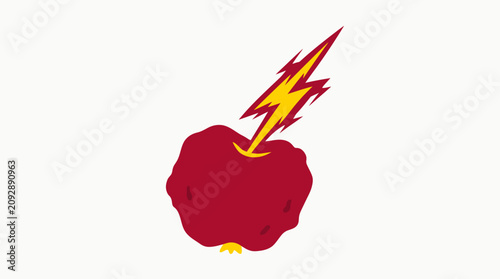 Obraz na plátně Red Apple with Yellow Lightning Bolt.