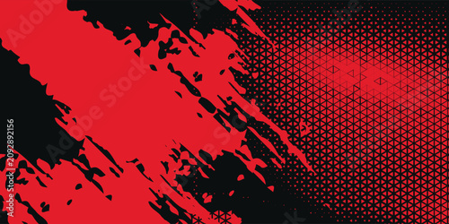 Abstract grunge art background with red, teal colors. Textured paint splatters, brush strokes create dynamic, energetic feel. This edgy design suits posters, banners for extreme sports